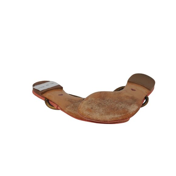 Moschino Womens Cheap And Chic Sandals US 7.5 Orange Gold Thong Slip On Slides - Picture 10 of 10